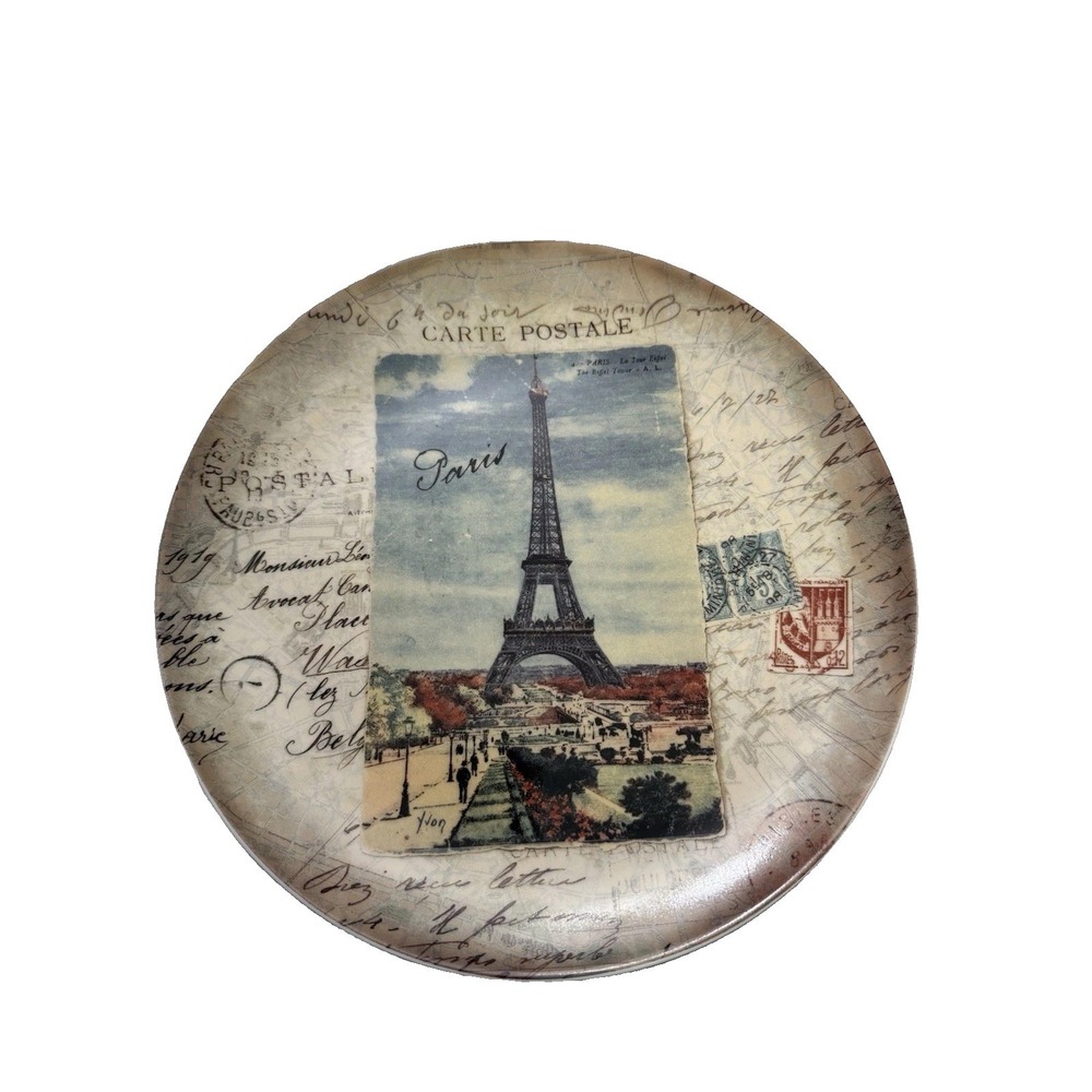 PARIS EIFFEL TOWER Themed Collectable Plate Stoneware Colorful 9 1/2" Decor